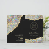 Faux gouden glitter sequin service menu brochure (Staand voorkant)