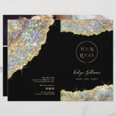 Faux gouden glitter sequin service menu brochure (Voorkant / Achterkant)