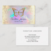 Faux gouden glitter vlinder op opaal edelsteen visitekaartje (Voorkant / Achterkant)
