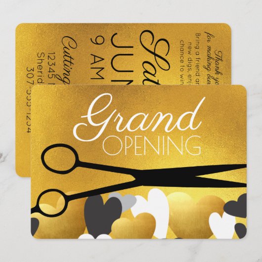 Faux gouden haren, schoonheidssalon grote opening kaart (Voorkant / Achterkant)