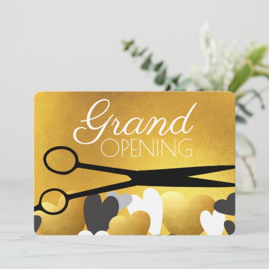 Faux gouden haren, schoonheidssalon grote opening kaart (Staand voorkant)