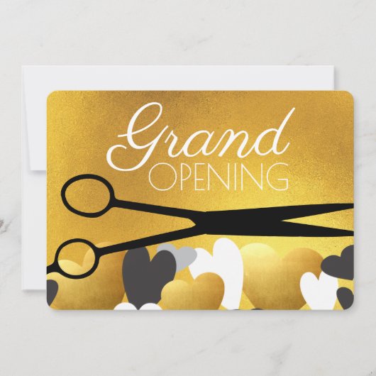 Faux gouden haren, schoonheidssalon grote opening kaart (Voorkant)