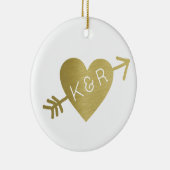 faux gouden hart met een pijl, mooi keramisch ornament (Rechts)