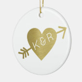 faux gouden hart met een pijl, mooi keramisch ornament (Links)