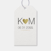 faux gouden hart met paar initialen, eenvoudig cadeaulabel (Voorkant)