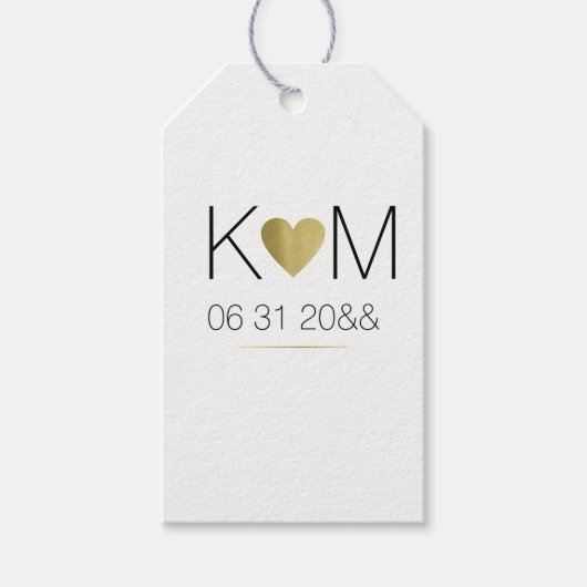 faux gouden hart met paar initialen, eenvoudig cadeaulabel (Voorkant)