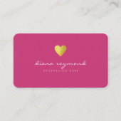 Faux gouden hart op fuchsia roze vrouwelijke pro visitekaartje (Voorkant)
