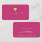 Faux gouden hart op fuchsia roze vrouwelijke pro visitekaartje (Voorkant / Achterkant)