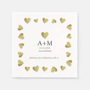 faux gouden harten van de liefde monogrammed bruil servet