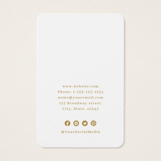 Faux gouden kant, aangepast logo wit oorscherm visitekaartje (Achterkant)