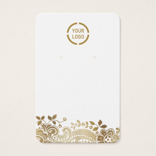 Faux gouden kant, aangepast logo wit oorscherm visitekaartje (Voorkant)