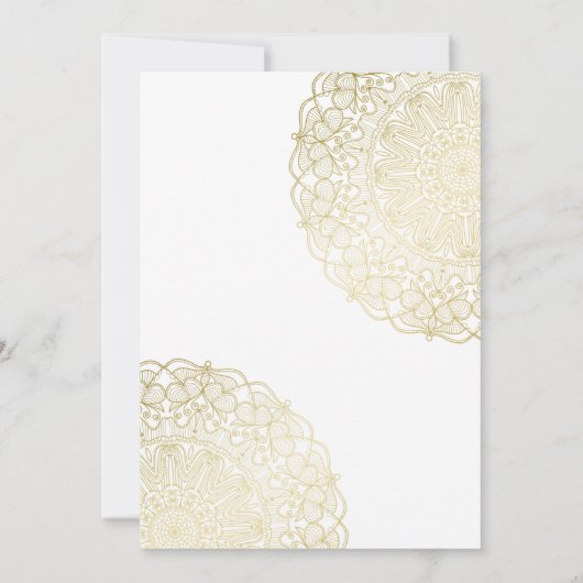 Faux gouden kant elegante bruiloft kaart (Achterkant)