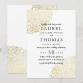 Faux gouden kant elegante bruiloft kaart (Voorkant / Achterkant)