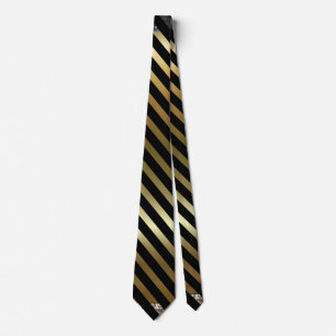 Faux gouden kleur en zwarte diagonale strepen stropdas