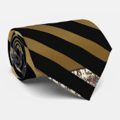 Faux gouden kleur en zwarte diagonale strepen stropdas (Opgerold)