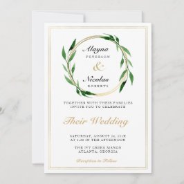 Faux Gouden Krans Bruiloft uitnodiging