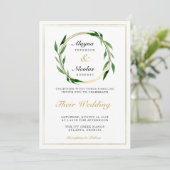 Faux Gouden Krans Bruiloft uitnodiging (Staand voorkant)