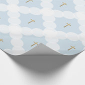 Faux gouden kruis witte cirkel patroon doop cadeaupapier (Hoek)