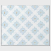 Faux gouden kruis witte cirkel patroon doop cadeaupapier (Vlak)