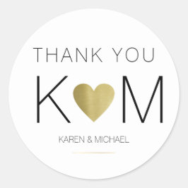 Faux gouden liefdeshart + paar initialen, dank je ronde sticker