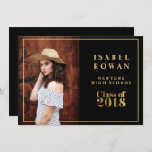 Faux gouden Lijst Afstuderen 2018 Fotouitnodiging Kaart (Voorkant / Achterkant)