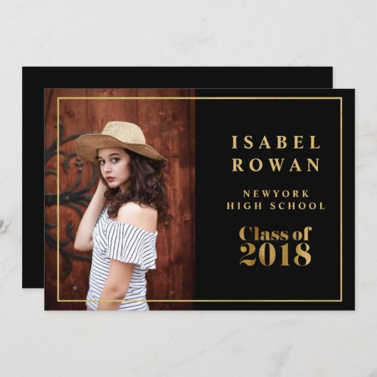 Faux gouden Lijst Afstuderen 2018 Fotouitnodiging Kaart (Voorkant / Achterkant)