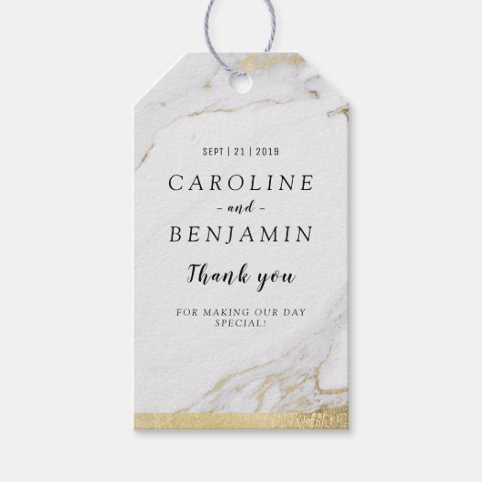 Faux gouden luxe moderne bruiloft bedankt cadeaulabel (Voorkant)