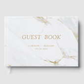 Faux gouden marmer luxe modern bruiloft gastenboek (Voorkant)