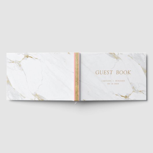 Faux gouden marmer luxe modern bruiloft gastenboek (Volledig)