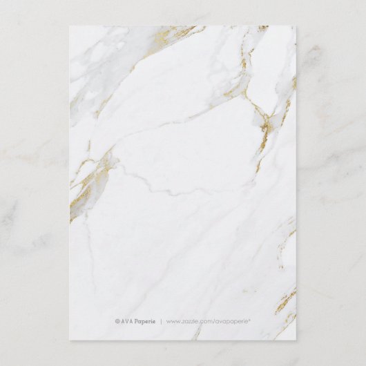 Faux gouden marmer moderne trouwlingskaart informatiekaartje (Achterkant)