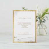 Faux gouden marmer moderne trouwlingskaart informatiekaartje (Staand voorkant)