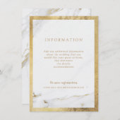 Faux gouden marmer moderne trouwlingskaart informatiekaartje (Voorkant / Achterkant)