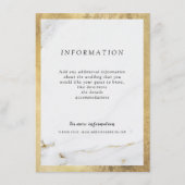 Faux gouden marmer moderne trouwlingskaart informatiekaartje (Voorkant)