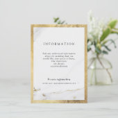 Faux gouden marmer moderne trouwlingskaart informatiekaartje (Staand voorkant)