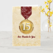 Faux gouden medaille universele werknemersjubileum kaart (Gele Bloem)