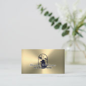 Faux gouden metalen oppervlak huisdier zorg logo visitekaartje (Staand voorkant)