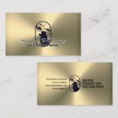Faux gouden metalen oppervlak huisdier zorg logo visitekaartje (Voorkant / Achterkant)