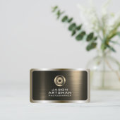 Faux gouden metalen textuur lens logo visitekaartje (Staand voorkant)