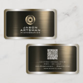 Faux gouden metalen textuur lens logo visitekaartje (Voorkant / Achterkant)