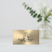 Faux gouden metallic textuur gouden poedel logo visitekaartje (Staand voorkant)