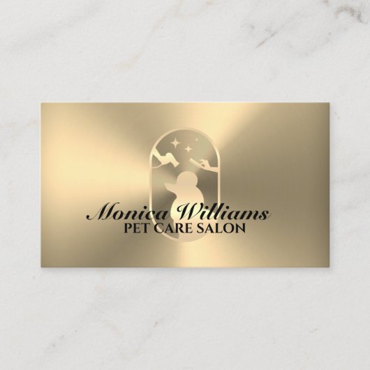 Faux gouden metallic textuur gouden poedel logo visitekaartje (Voorkant)