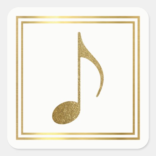 Faux gouden muziek notitie elegant vierkante sticker (Voorkant)