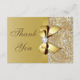 Faux gouden pailletten en strik bruiloft dank u bedankkaart