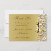 Faux gouden pailletten en strik bruiloft dank u bedankkaart (Achterkant)