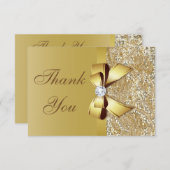 Faux gouden pailletten en strik bruiloft dank u bedankkaart (Voorkant / Achterkant)