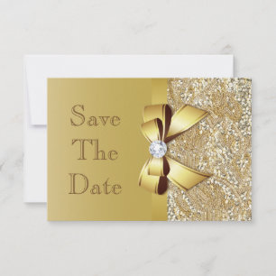 Faux gouden pailletten en strik bruiloft opslaan v save the date