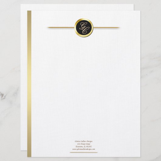 Faux gouden rand gepersonaliseerd briefhoofd (Voorkant / Achterkant)