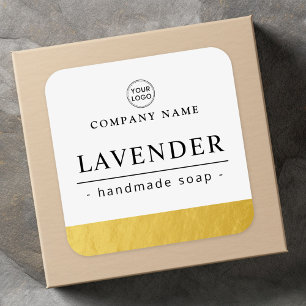 Faux gouden rand logo wit elegant productlabel vierkante sticker