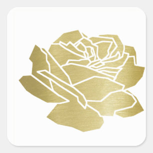 Faux gouden roos bloem,  bloemenbruiloft vierkante sticker
