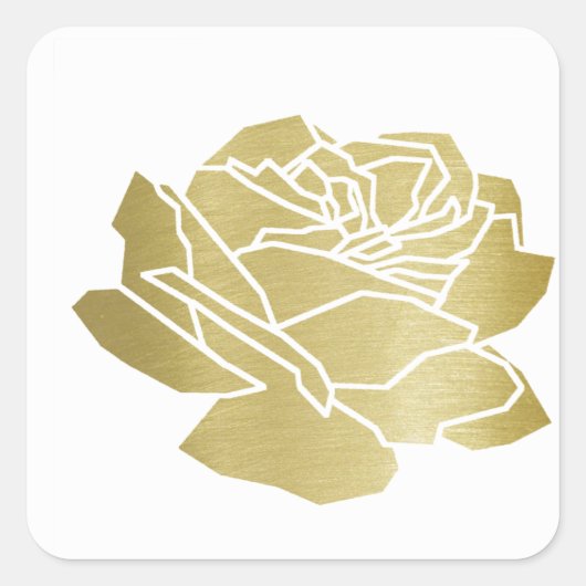 Faux gouden roos bloem,  bloemenbruiloft vierkante sticker (Voorkant)
